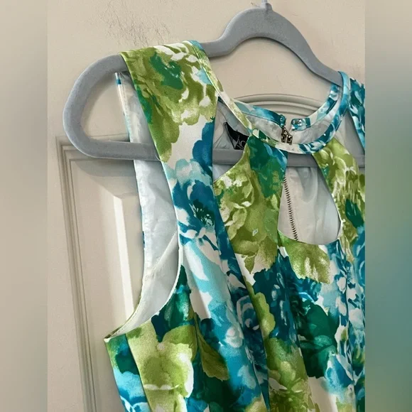 AGB Floral Midi Dress Blue & Green Women’s Size 4 - Picture 14 of 15